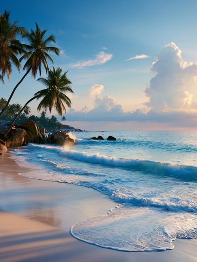 Tropical Beach Sunset Photography Poster.