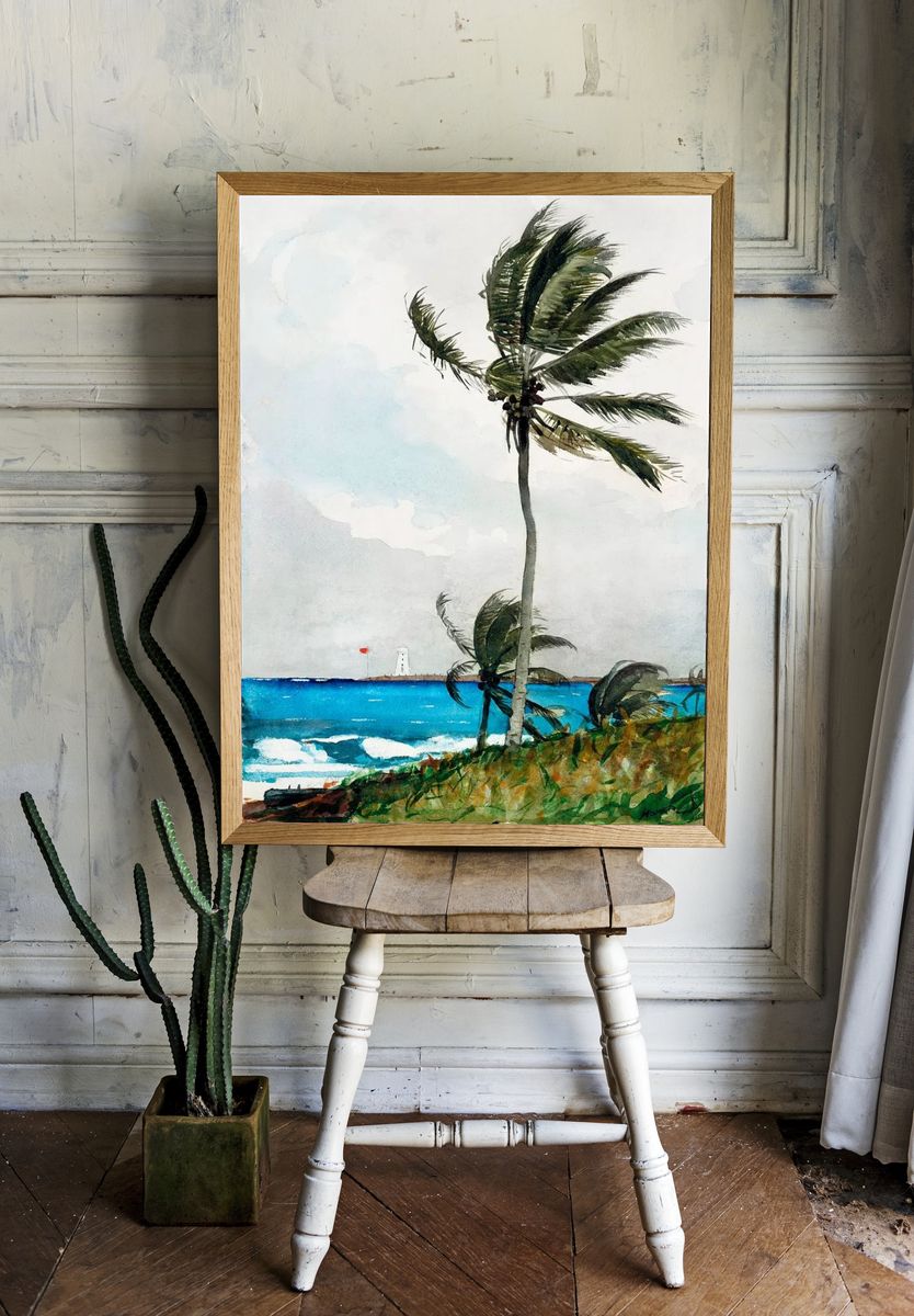 Tropical Beach Scene — Watercolor Print. — room view 1