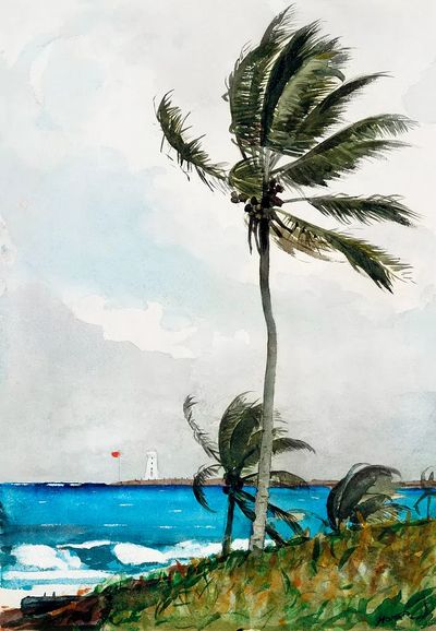Tropical Beach Scene — Watercolor Print