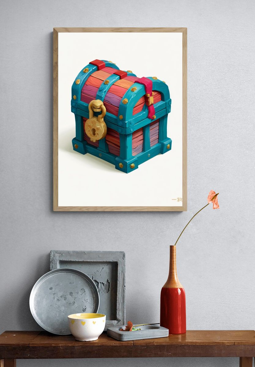 Treasure Chest Digital Art Poster. — room view 3