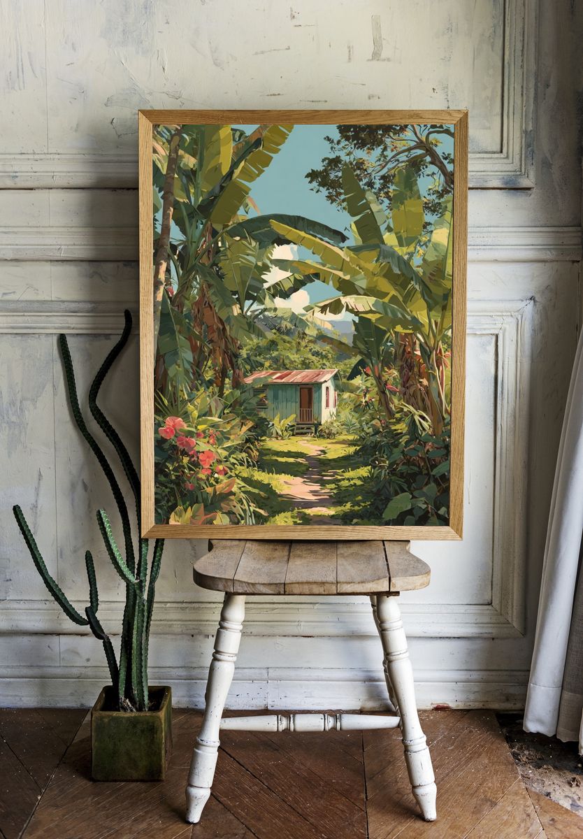 Tropical Cottage — Illustration Print. — room view 1