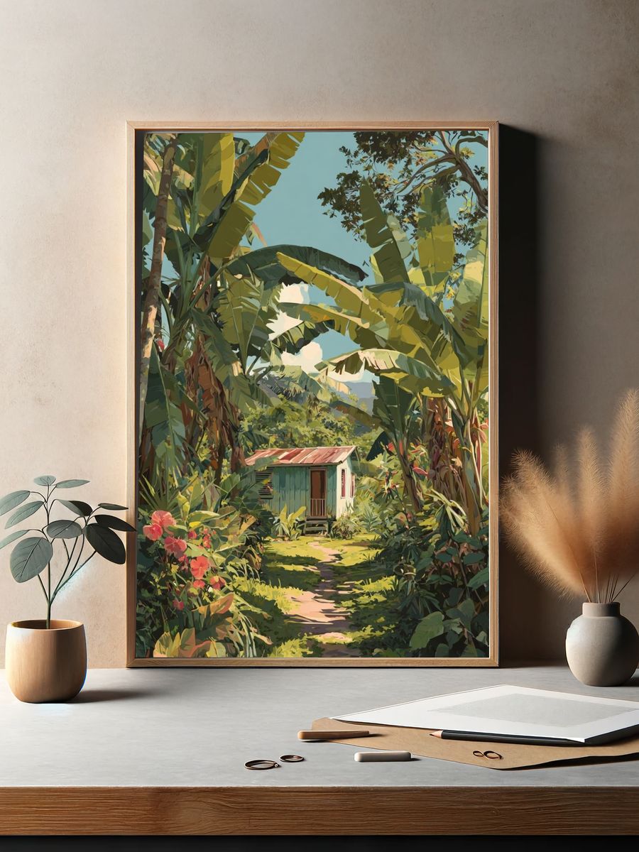 Tropical Cottage — Illustration Print. — room view 2