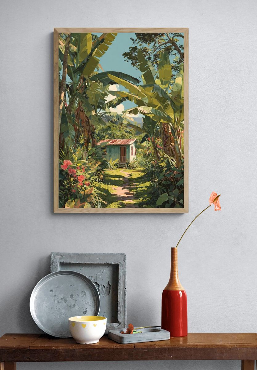 Tropical Cottage — Illustration Print. — room view 3