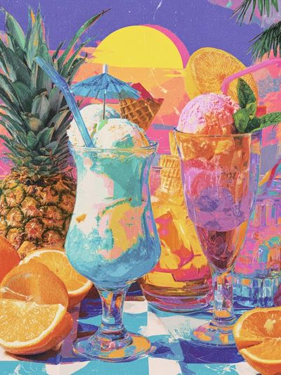 Tropical Drinks — Vintage Print.
