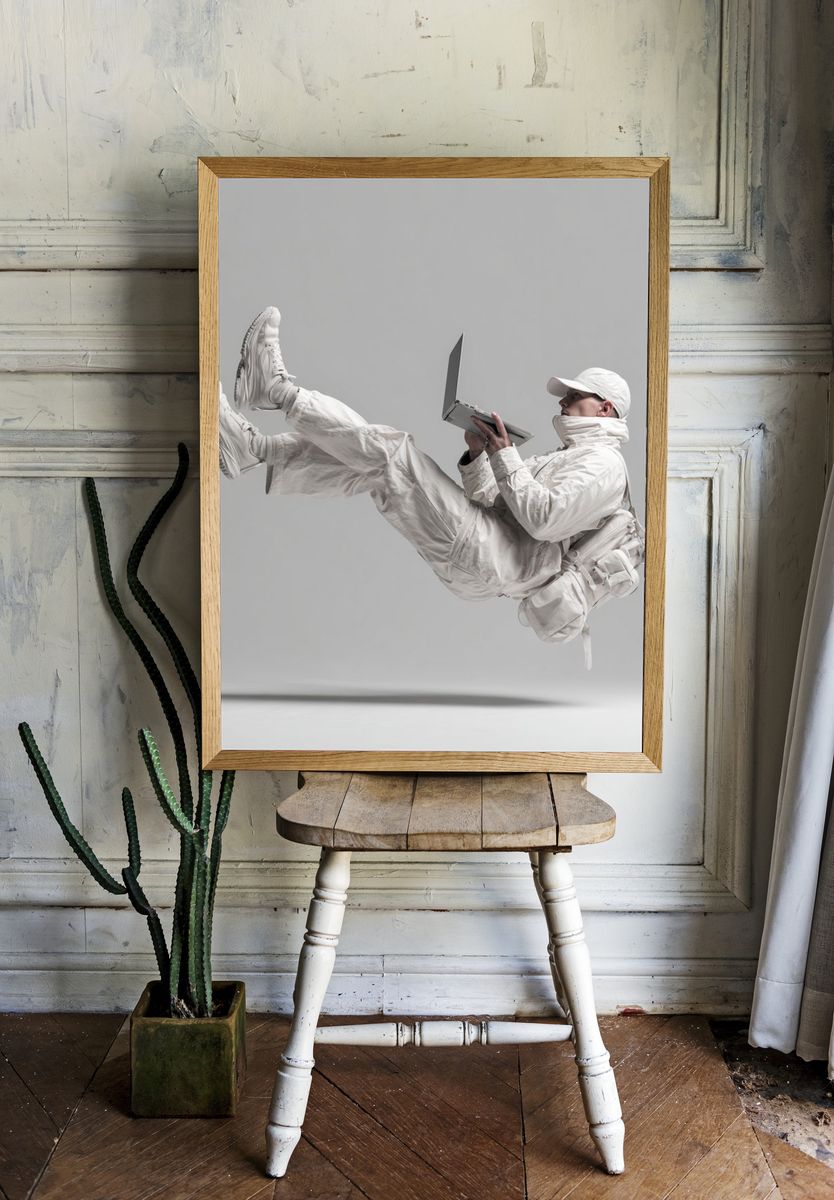 Floating Tech Enthusiast — Modern Photography Print. — room view 1