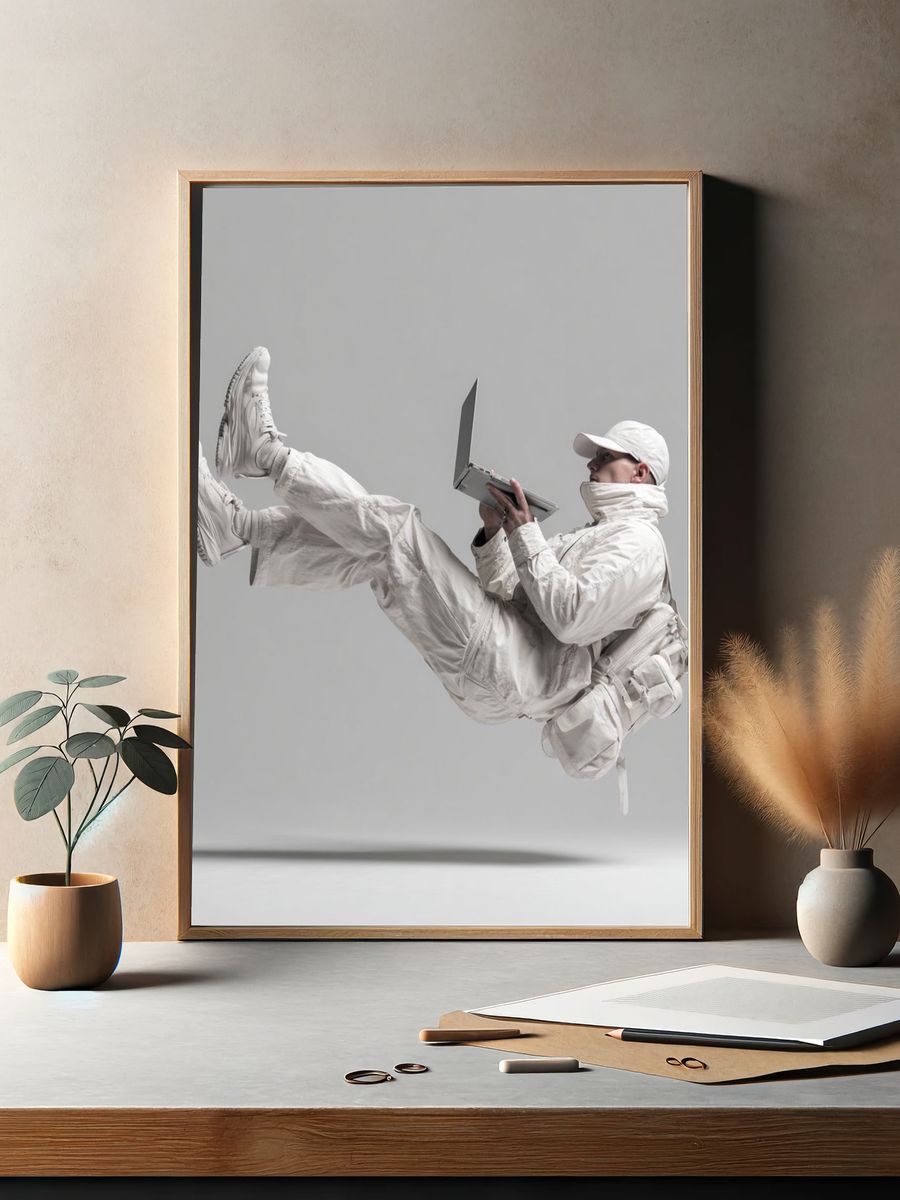 Floating Tech Enthusiast — Modern Photography Print. — room view 2