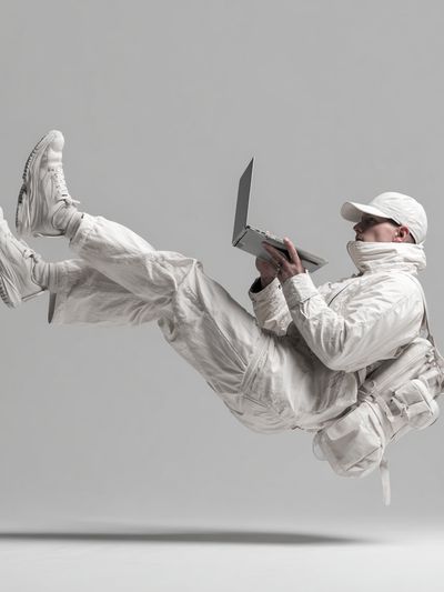 Floating Tech Enthusiast — Modern Photography Print. poster