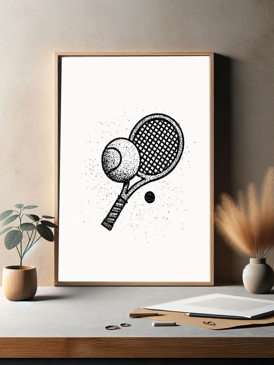 Tennis Rackets Ink Poster. — room view 2