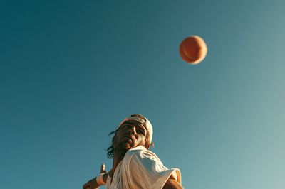 Tennis Serve Under Blue Sky Poster.