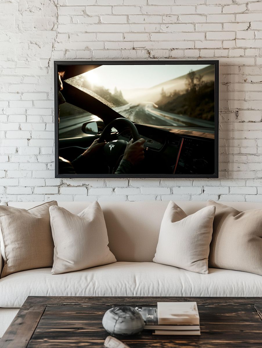 Tesla Road Trip Photography Poster. room preview