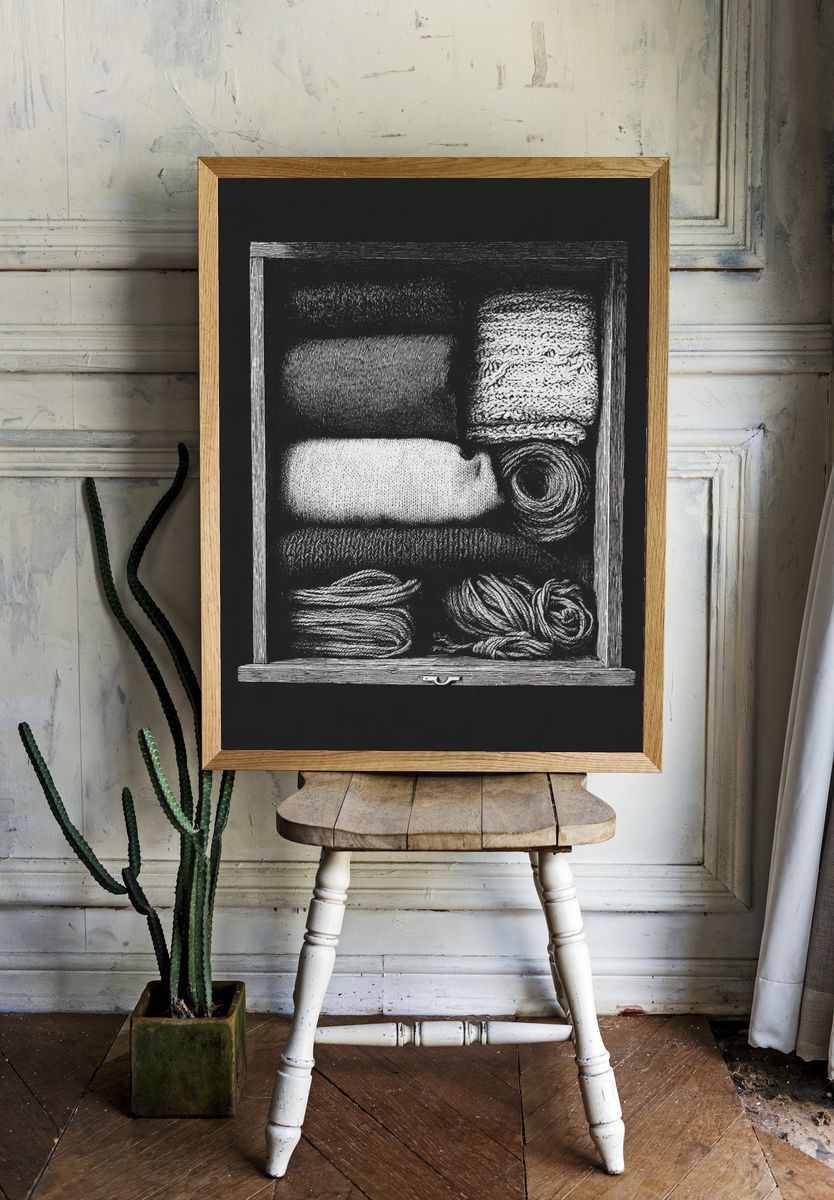 Textile Drawer Still Life Print. — room view 1