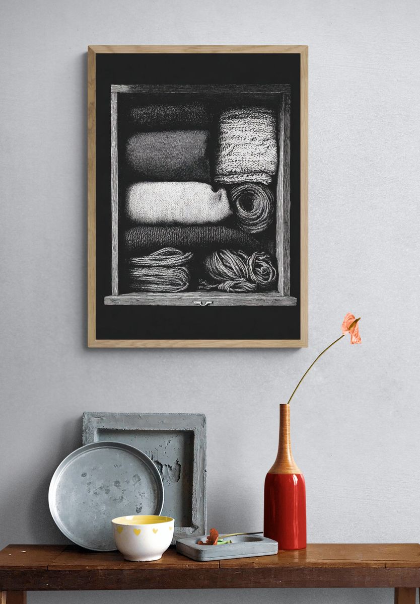 Textile Drawer Still Life Print. — room view 3