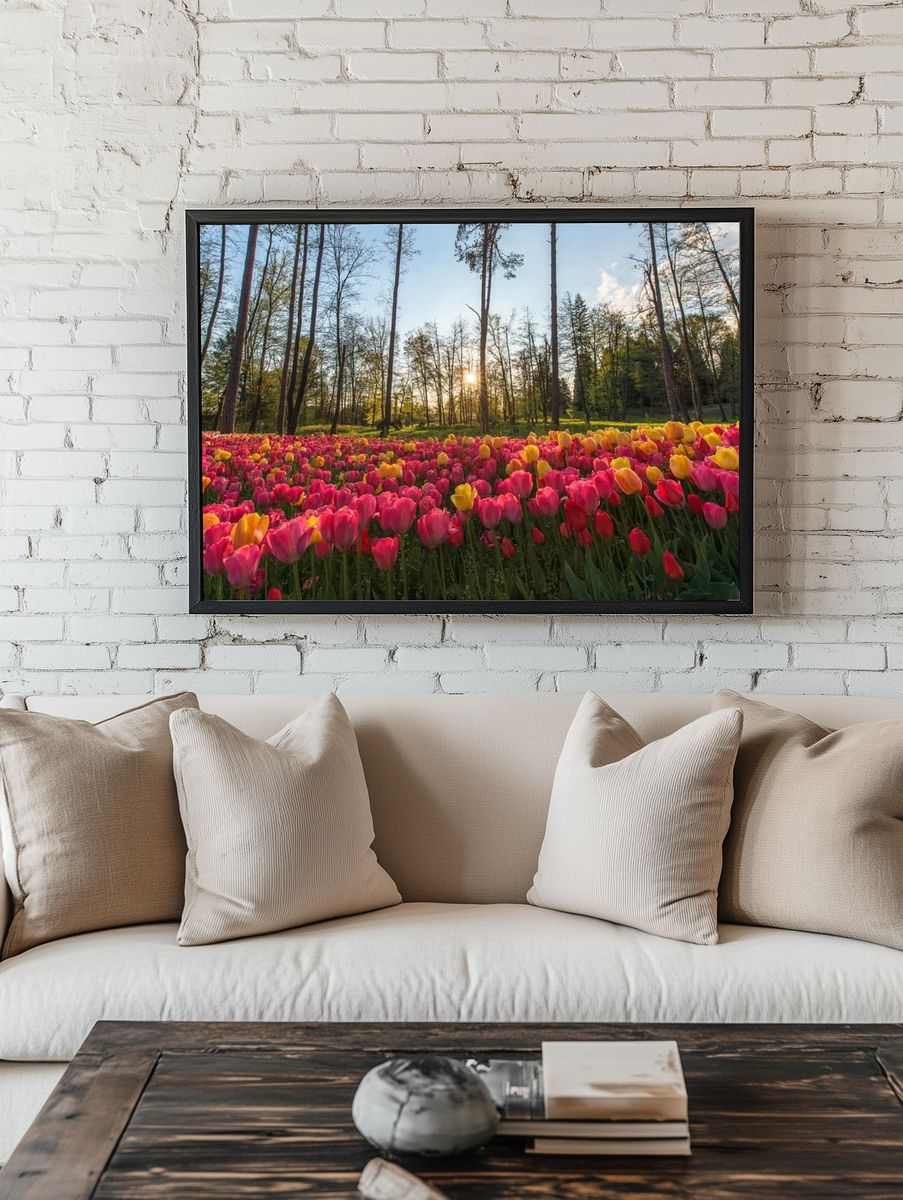 Tulip Field at Sunset Poster. — room view 1