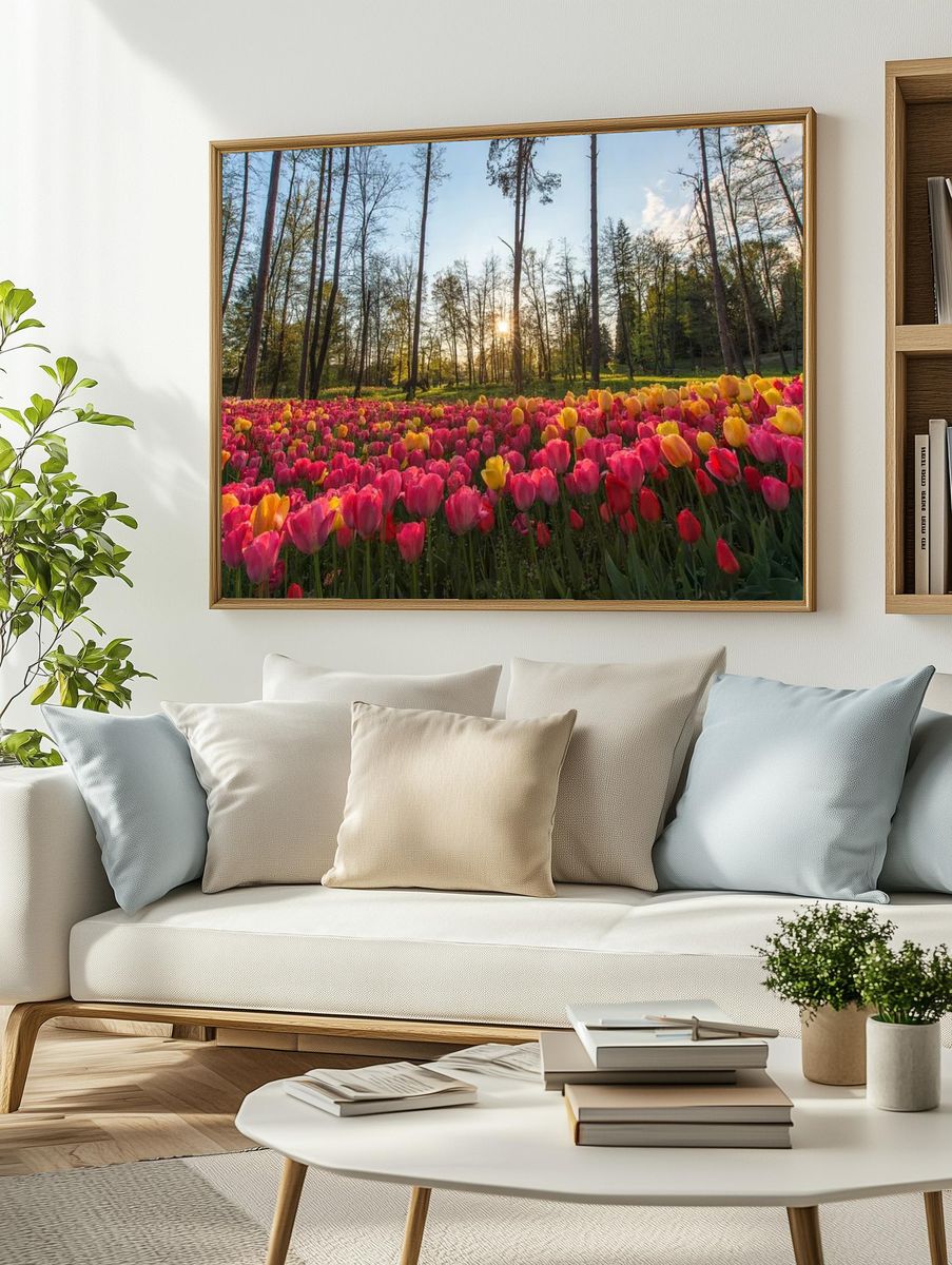 Tulip Field at Sunset Poster. — room view 2