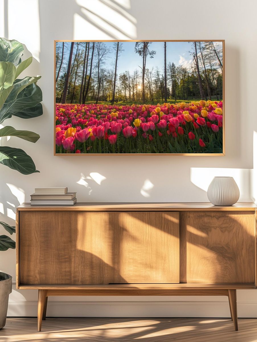 Tulip Field at Sunset Poster. — room view 3