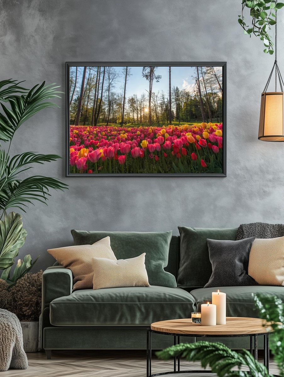 Tulip Field at Sunset Poster. — room view 4