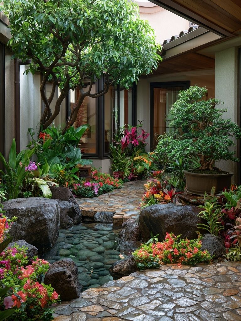 Tropical Courtyard Garden Photography Poster. poster — photography art