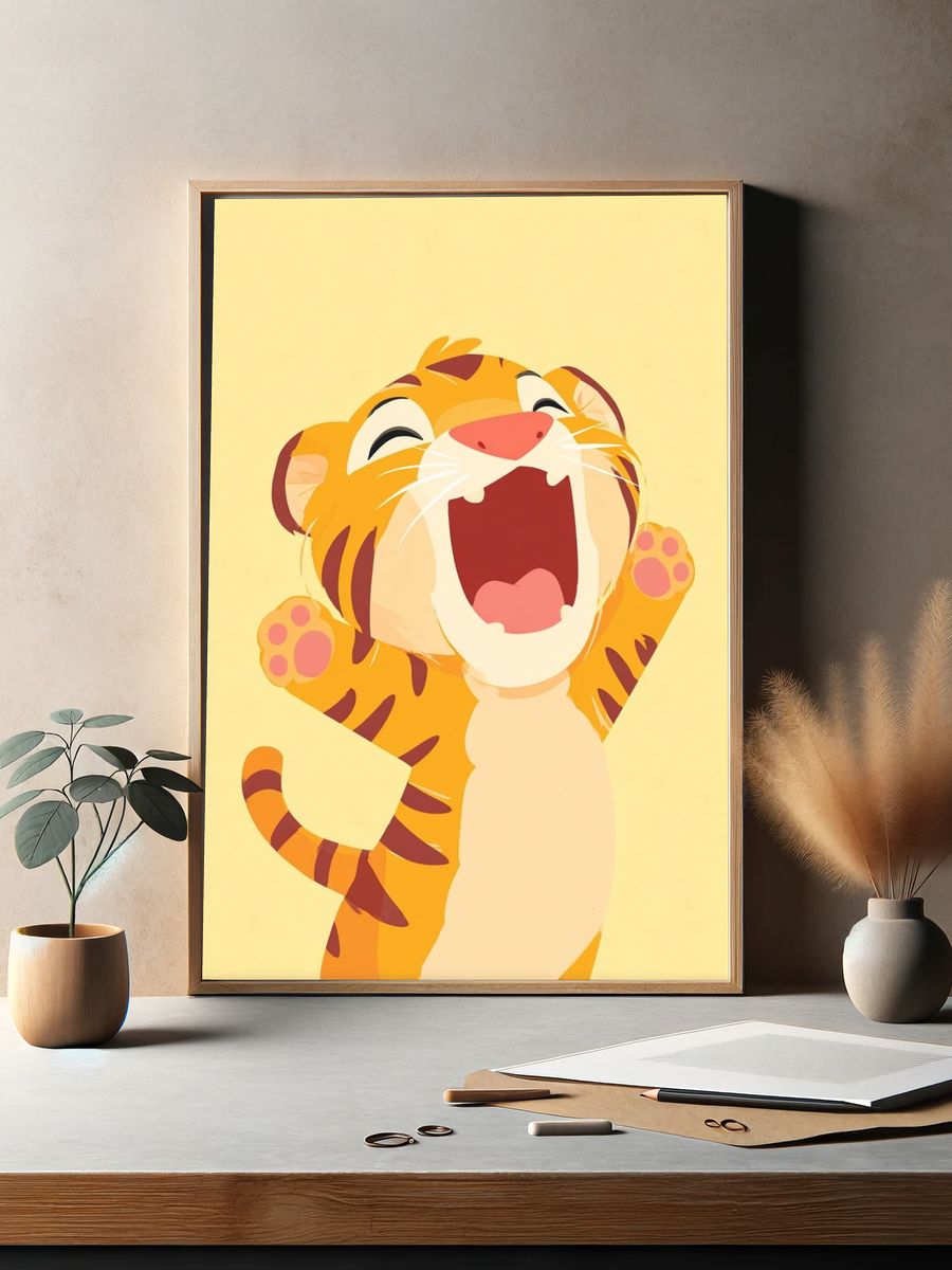Happy Tiger — Cartoon Print. — room view 2