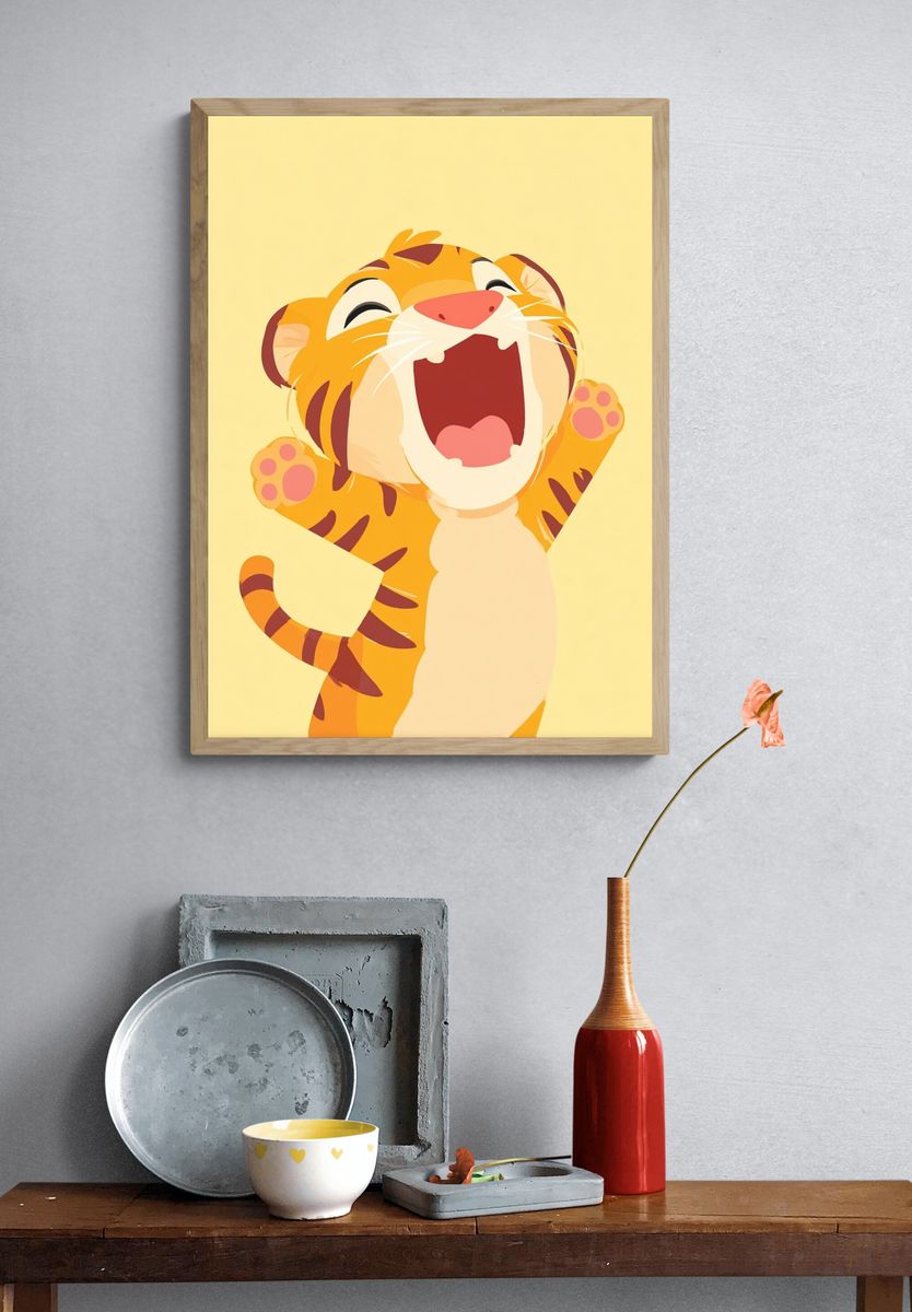 Happy Tiger — Cartoon Print. — room view 3
