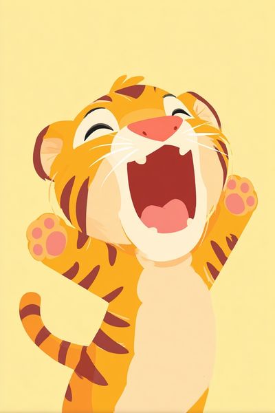 Happy Tiger — Cartoon Print. poster print