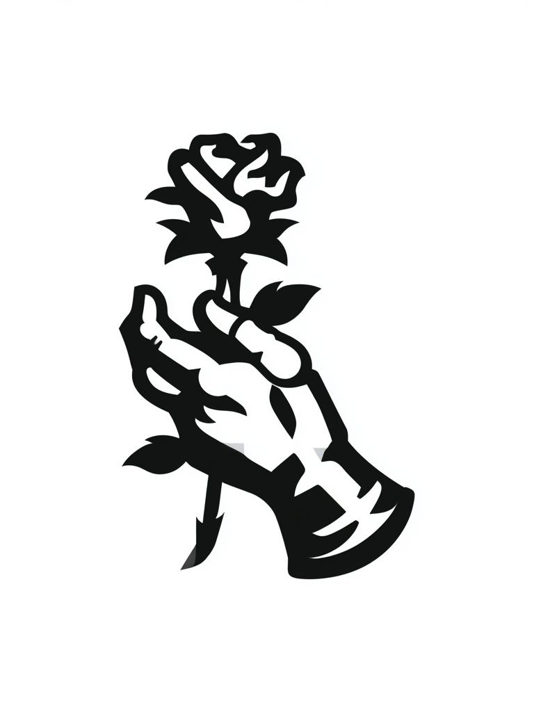 Rose Hand Silhouette Typography Print. poster detail