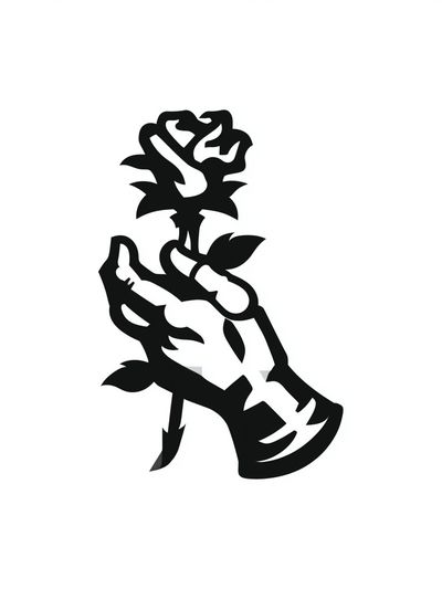 Rose Hand Silhouette Typography Print.