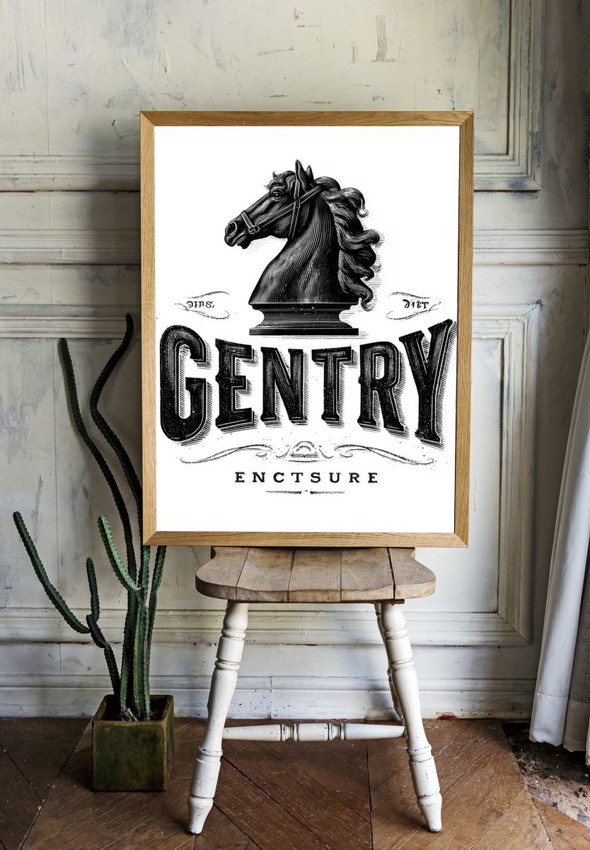 Gentry Horse Bust Typography Poster. — room view 1