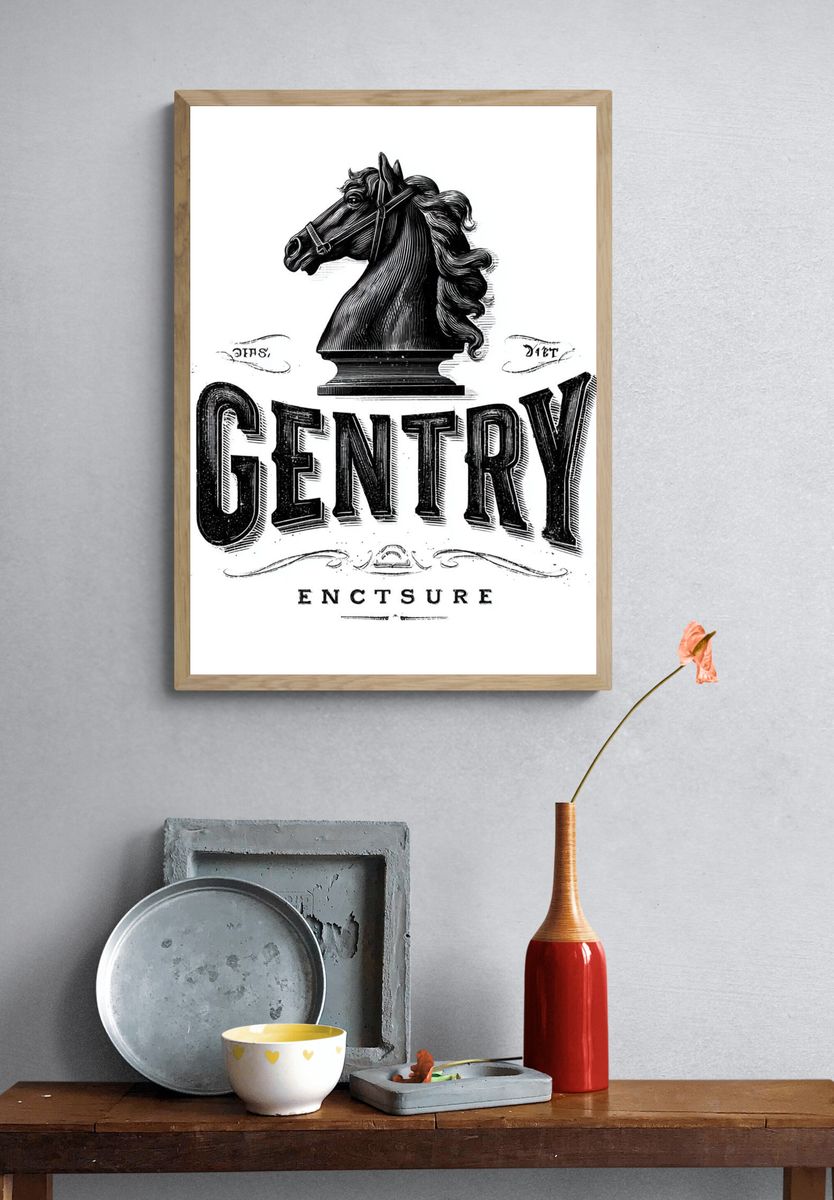 Gentry Horse Bust Typography Poster. — room view 3