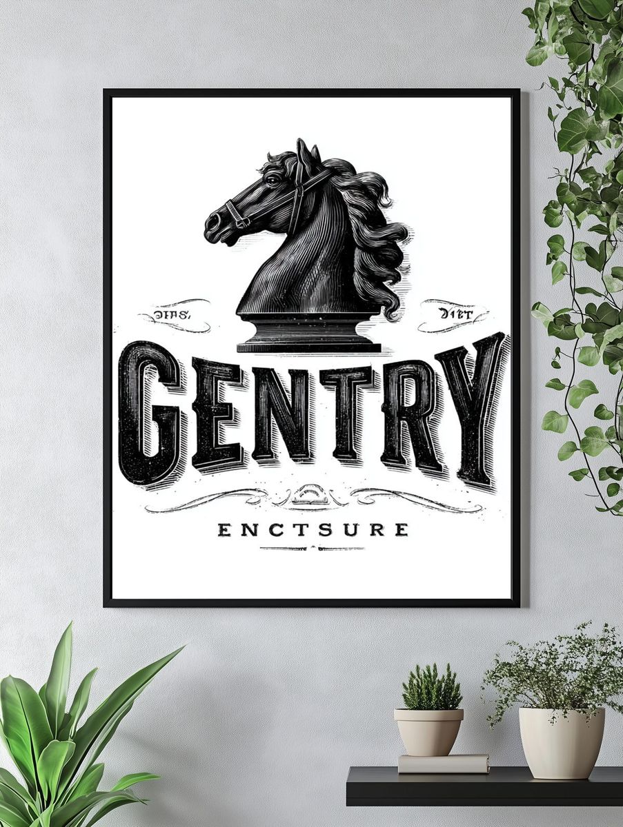Gentry Horse Bust Typography Poster. — room view 4