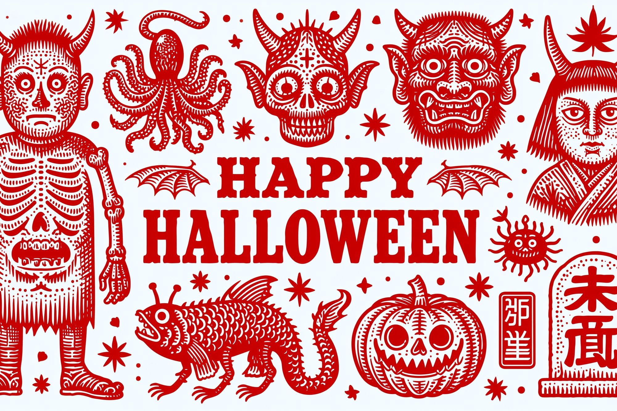 Happy Halloween Folk Art Poster. poster — typography art