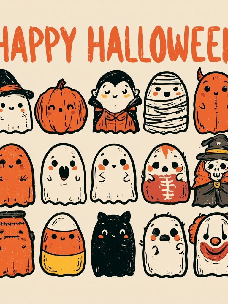 Happy Halloween Ghosts Typography Poster. poster — typography art