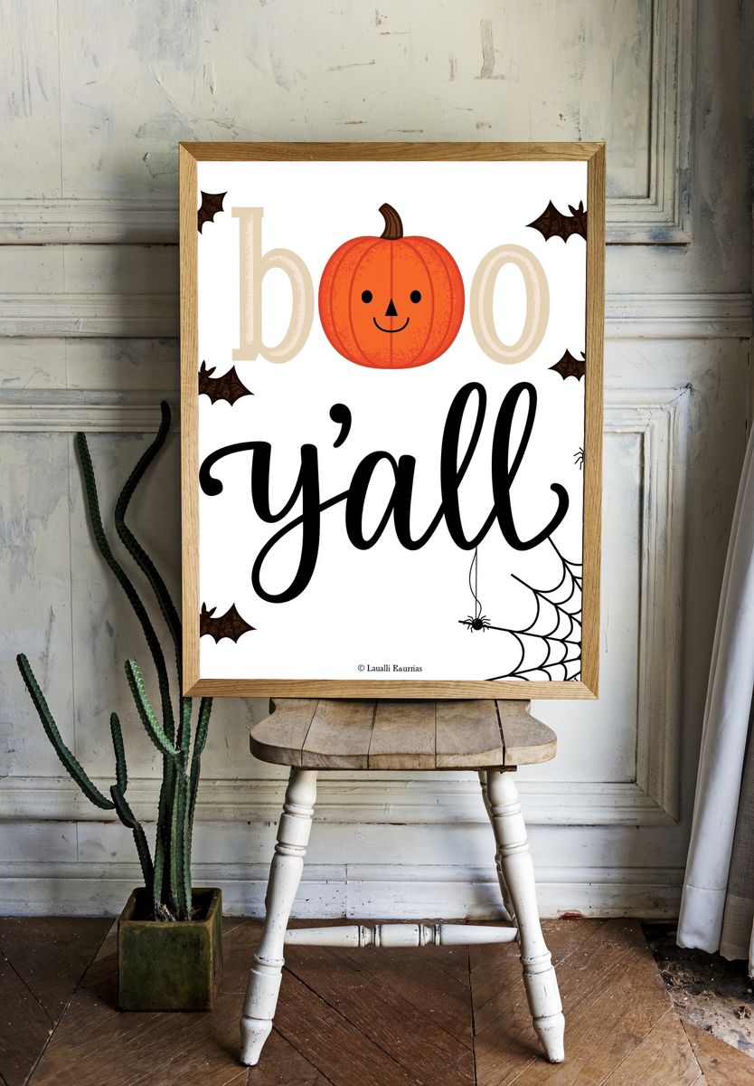 Boo Y'all Halloween Typography Poster. — room view 1