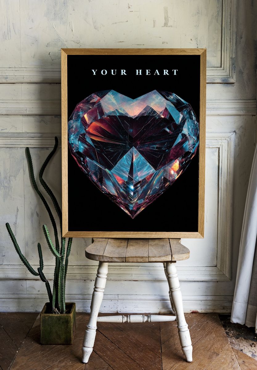 Crystal Heart Typography Poster room preview
