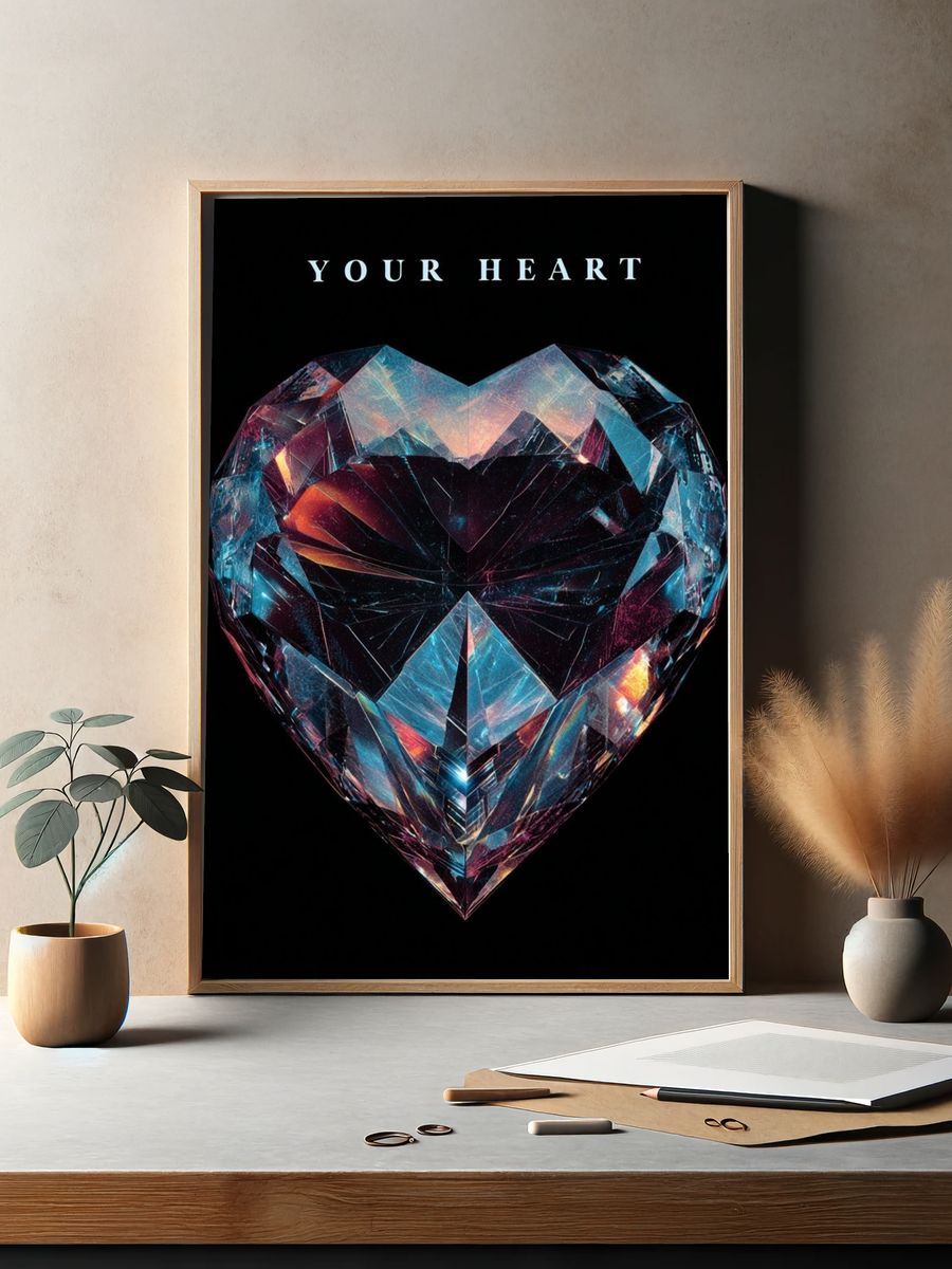 Crystal Heart Typography Poster. — room view 2