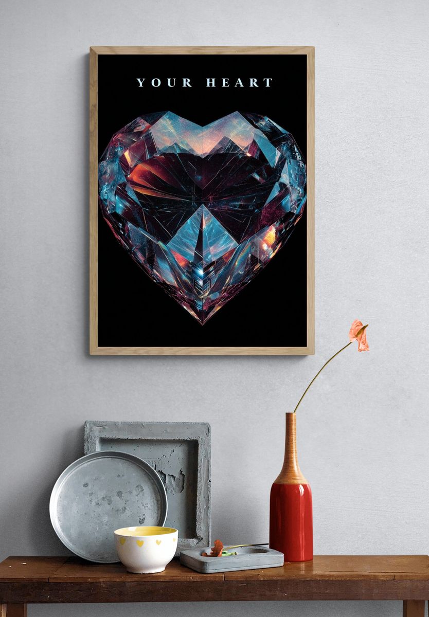 Crystal Heart Typography Poster. — room view 3