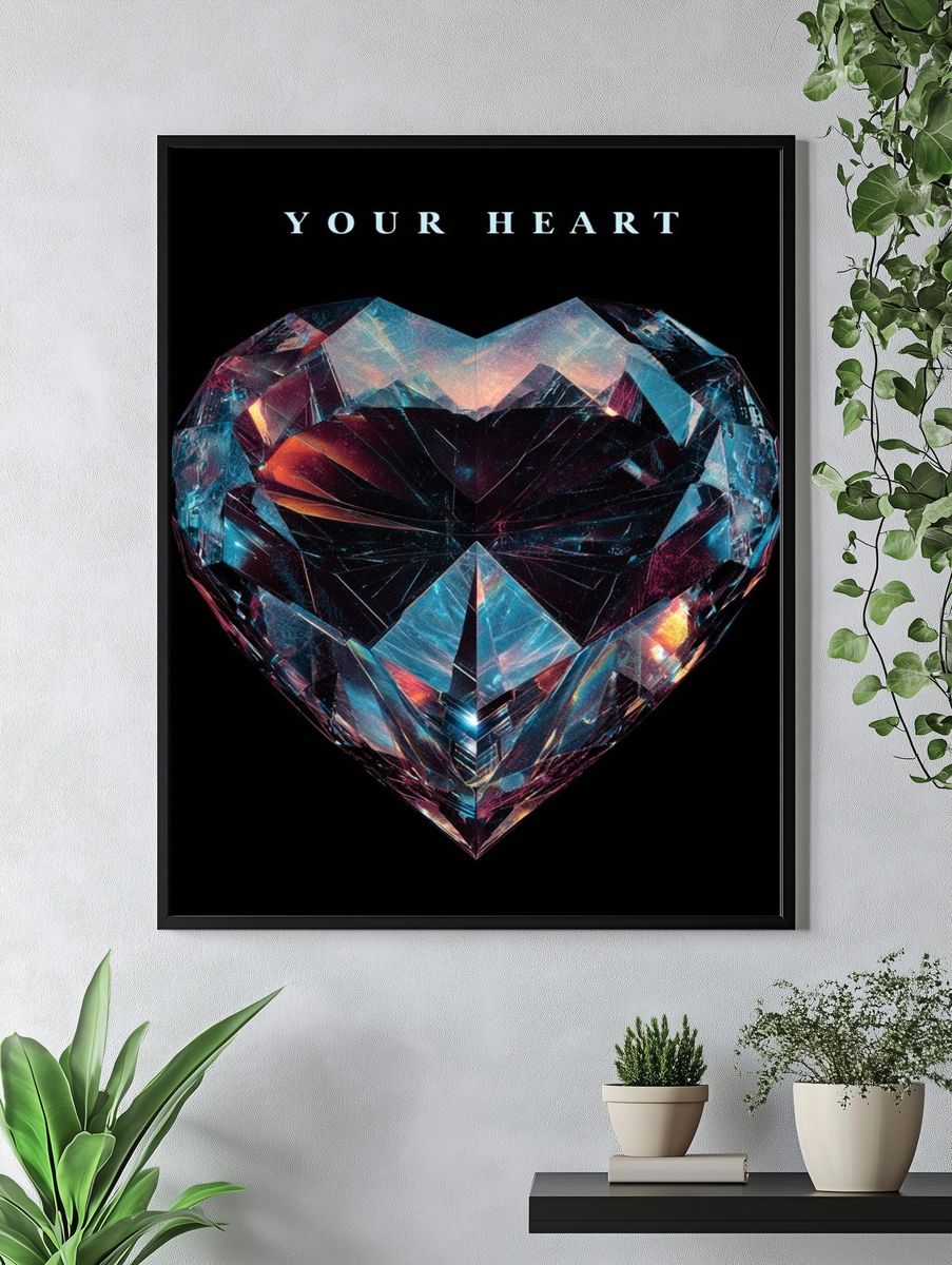 Crystal Heart Typography Poster. — room view 4