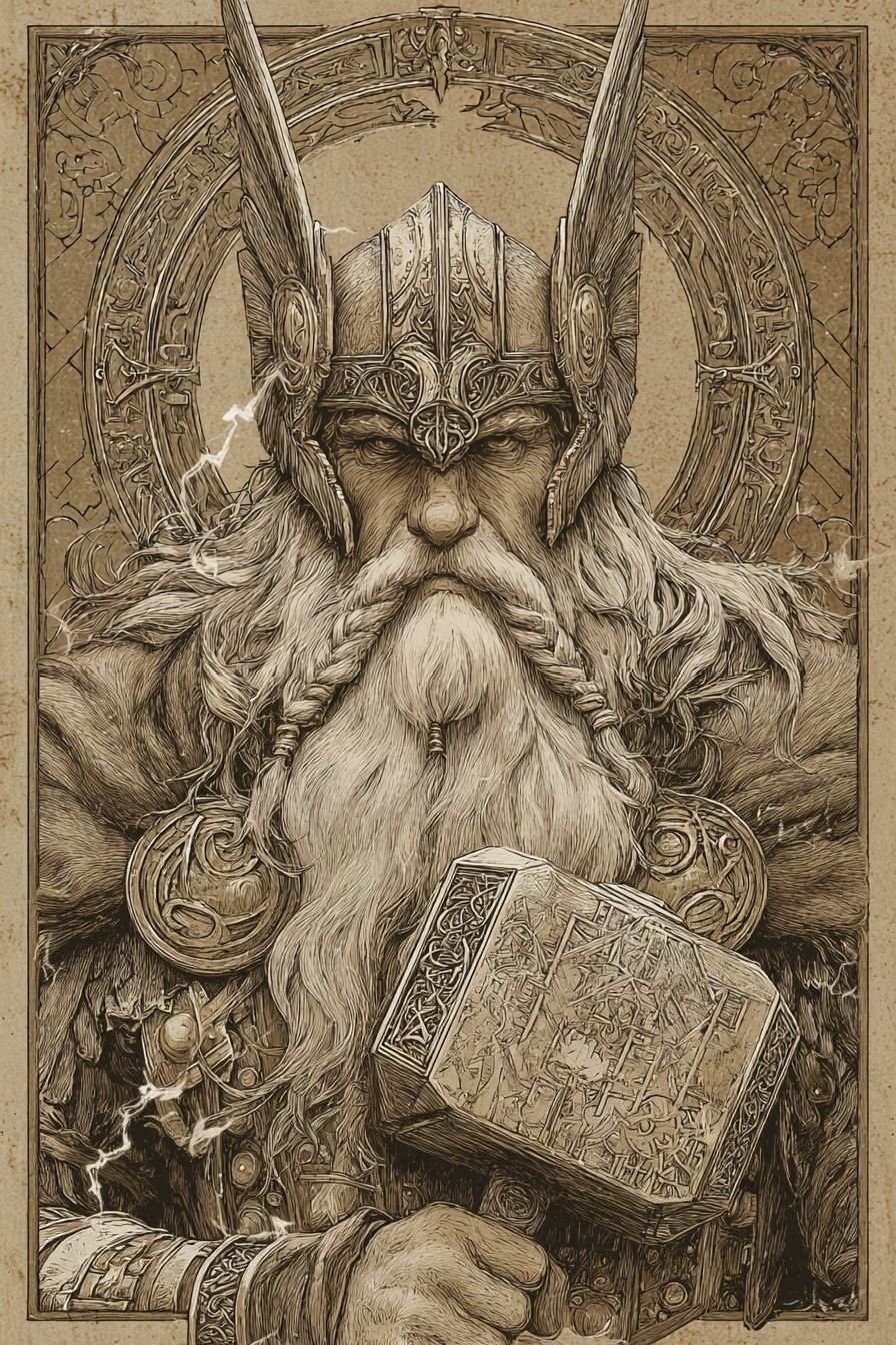Norse God Thor — Vintage Print. poster — vintage art