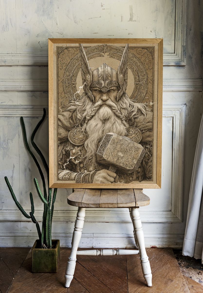 Norse God Thor — Vintage Print. — room view 1
