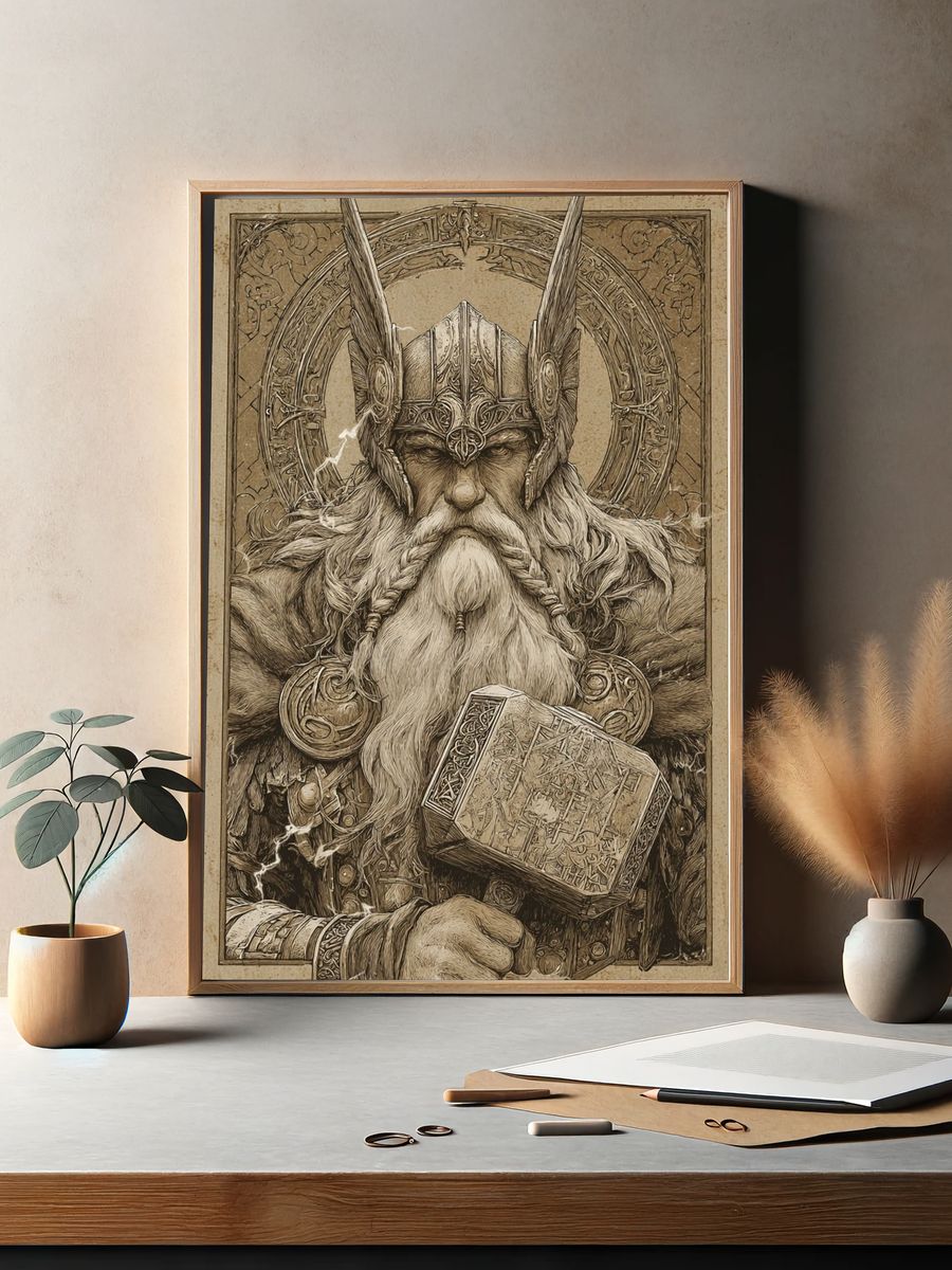 Norse God Thor — Vintage Print. — room view 2