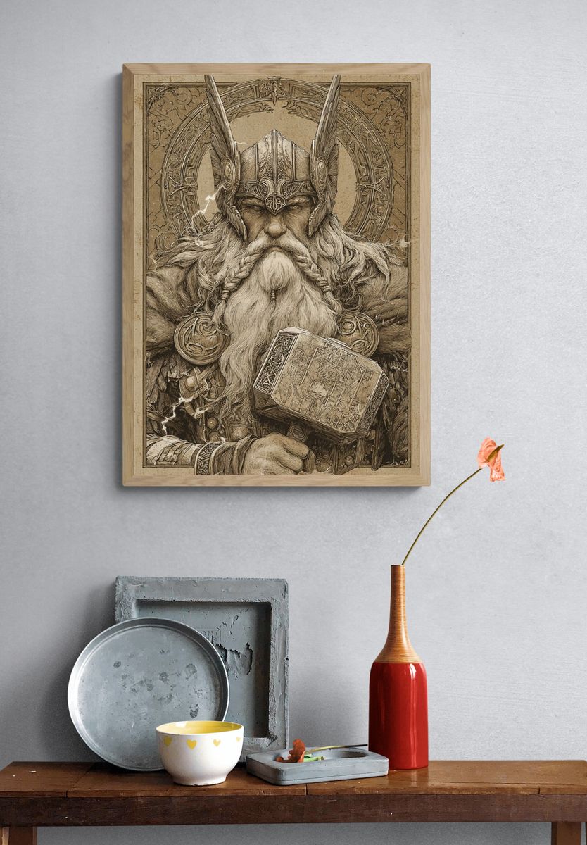 Norse God Thor — Vintage Print. — room view 3