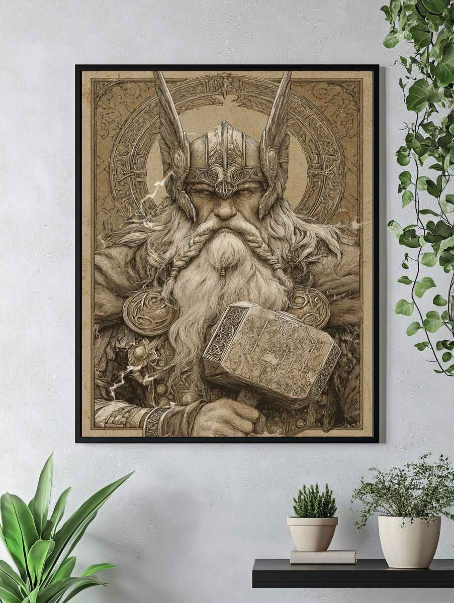 Norse God Thor — Vintage Print. — room view 4