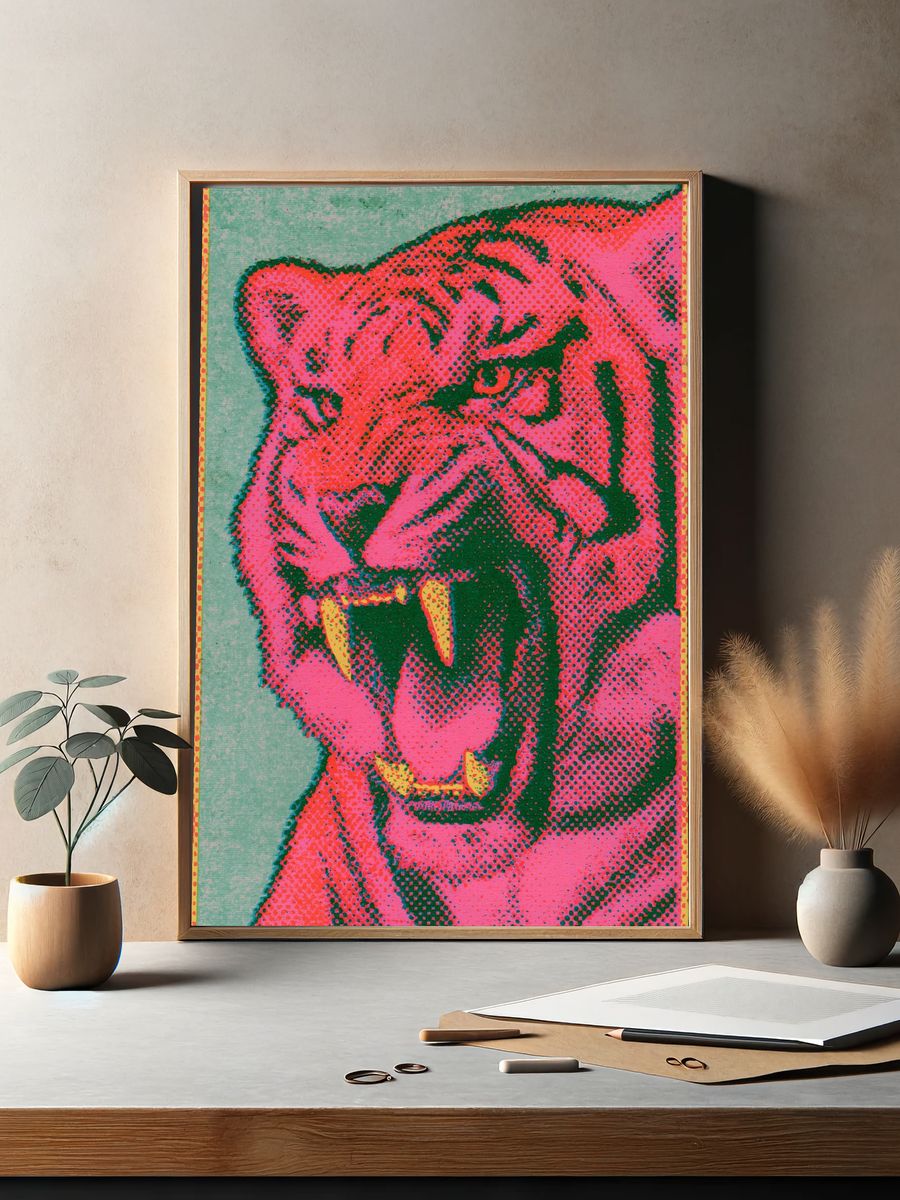 Neon Tiger Pop-Art Poster. — room view 2