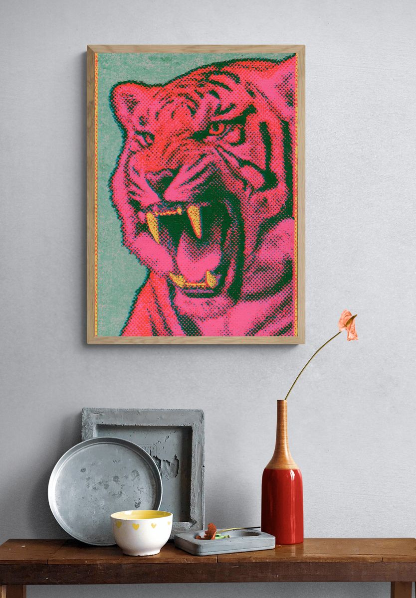 Neon Tiger Pop-Art Poster. — room view 3