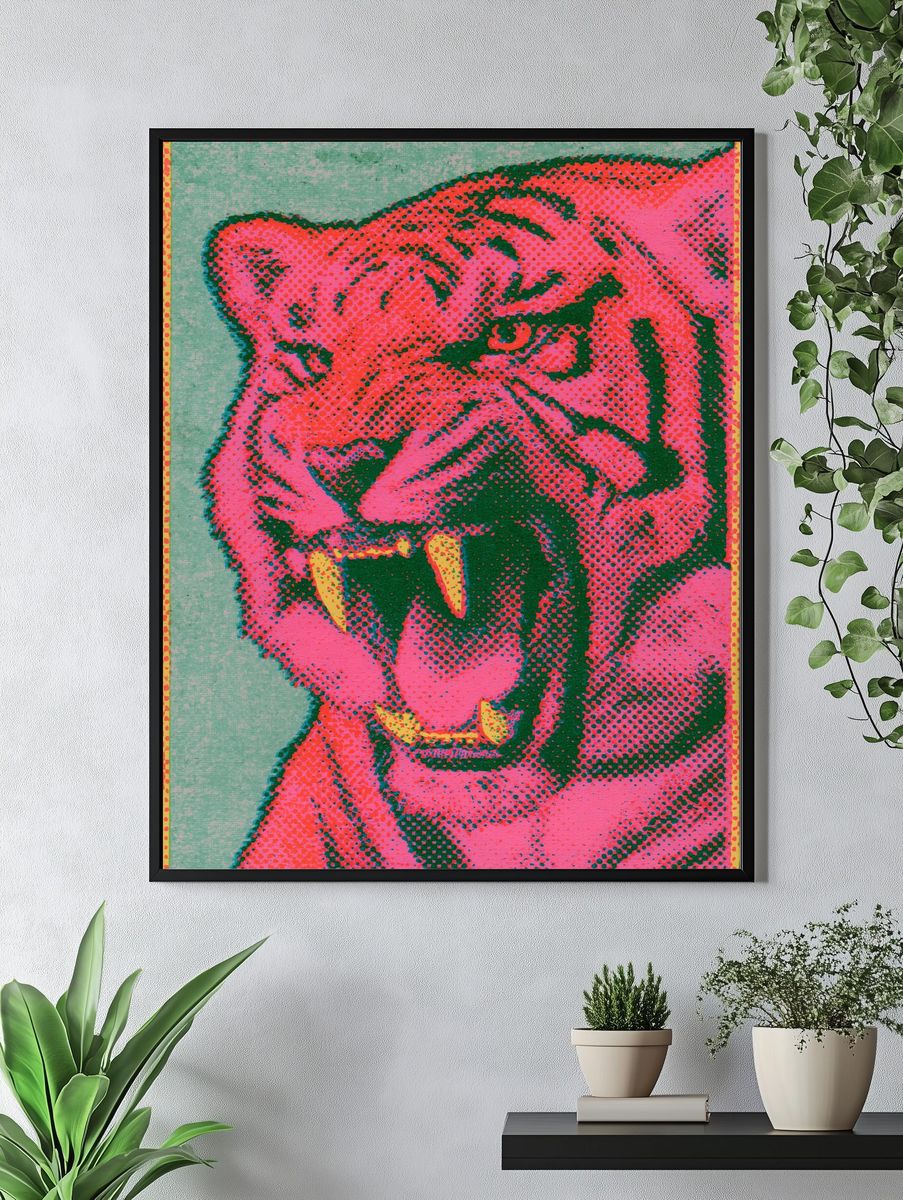 Neon Tiger Pop-Art Poster. — room view 4
