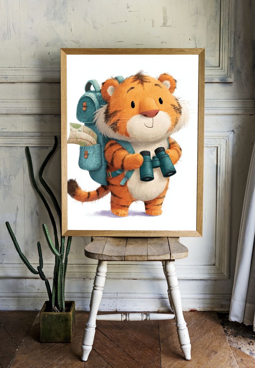 Adventurous Tiger — Illustration Print. — room view 1