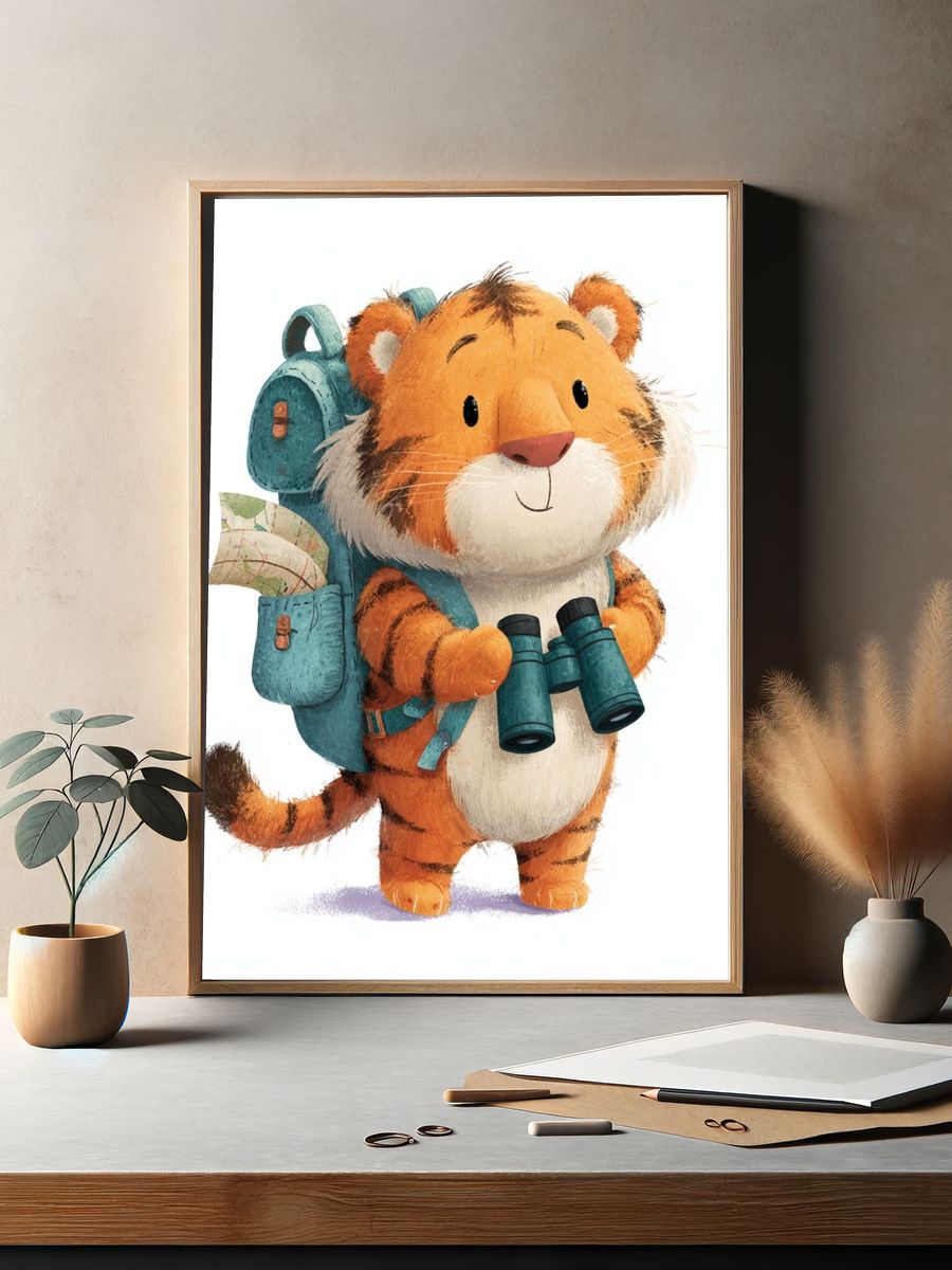 Adventurous Tiger — Illustration Print. — room view 2