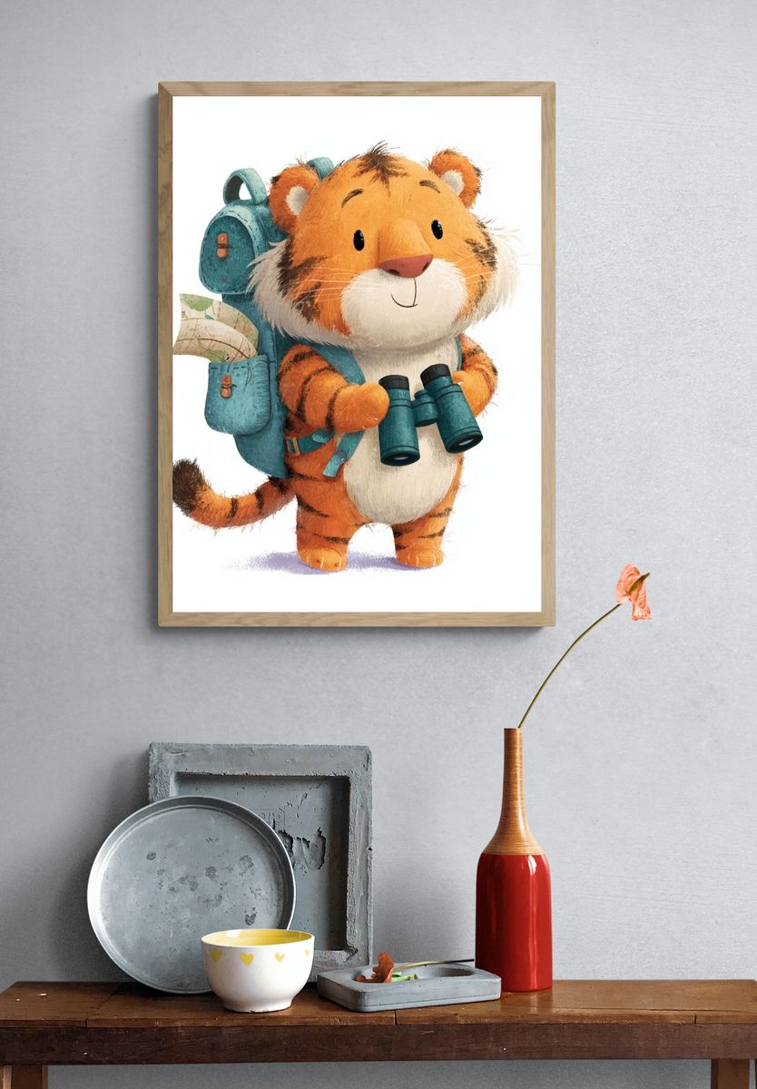 Adventurous Tiger — Illustration Print. — room view 3