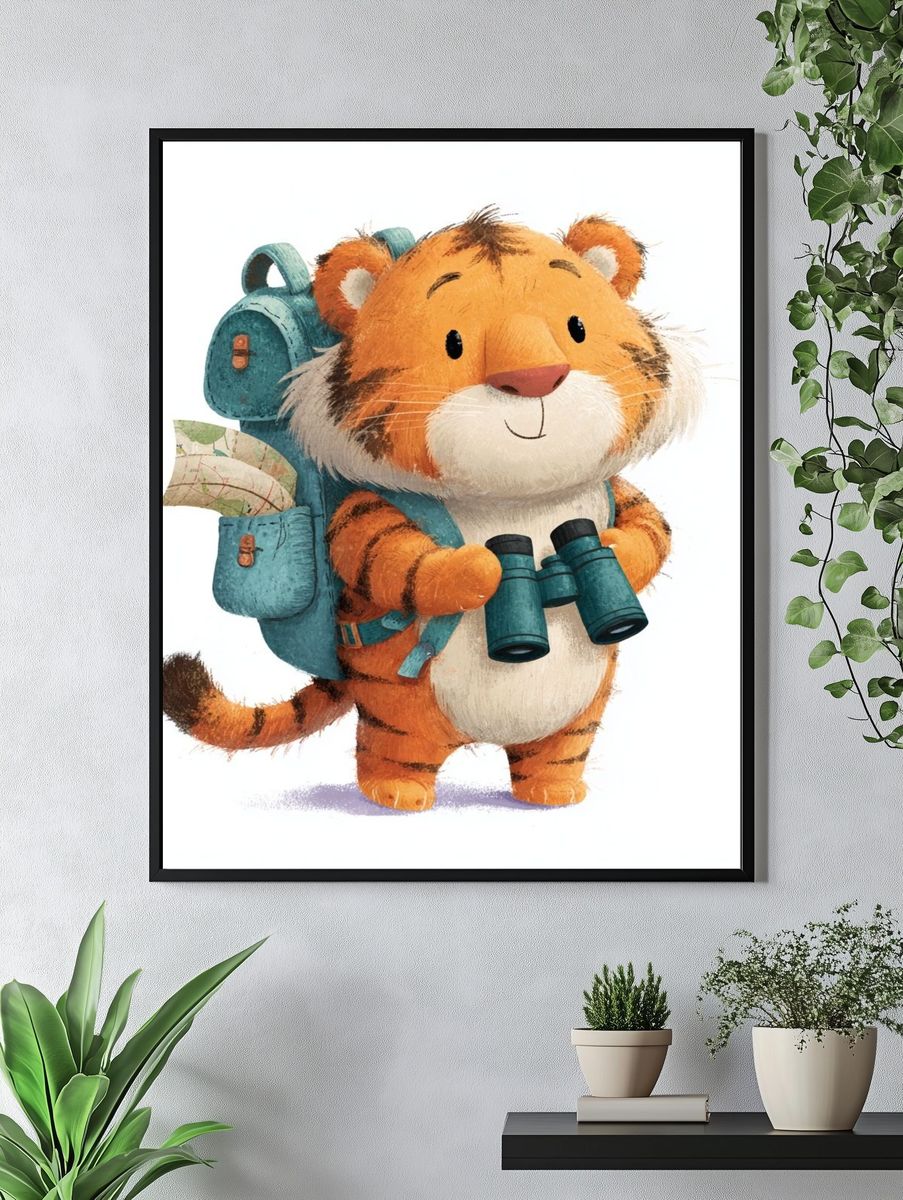 Adventurous Tiger — Illustration Print. — room view 4