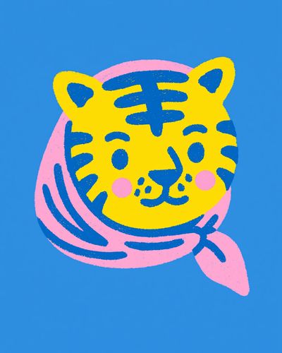 Playful Tiger Illustration Poster.