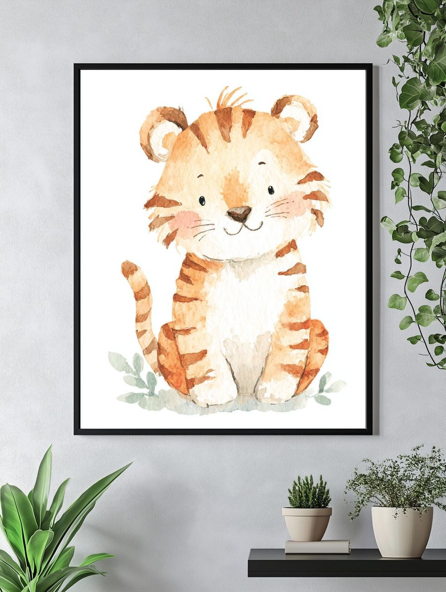 Cute Tiger Illustration Poster. — room view 4